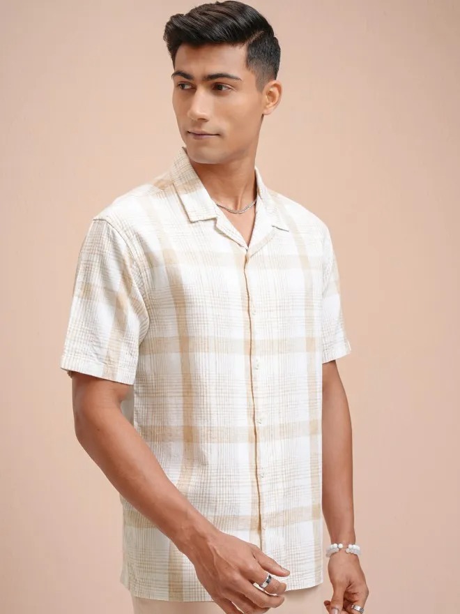 Men's Half Sleeve Casual Shirt - OatMilk